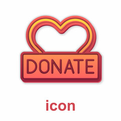Gold Donation and charity icon isolated on white background. Donate money and charity concept. Vector