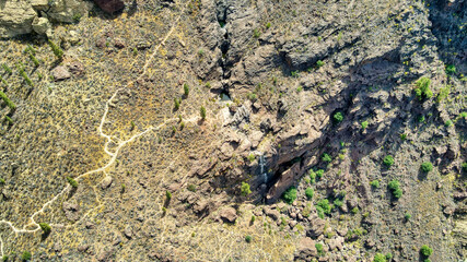 Fotos aéreas de Los azulejos de Veneguera, Gran Canaria, Canarias. Monumento natural. Foto dron.