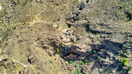 Fotos aéreas de Los azulejos de Veneguera, Gran Canaria, Canarias. Monumento natural. Foto dron.