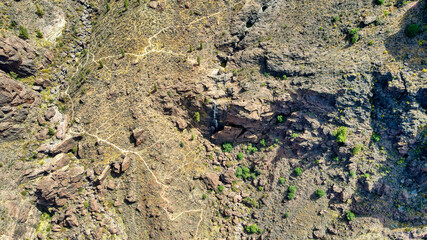 Fotos aéreas de Los azulejos de Veneguera, Gran Canaria, Canarias. Monumento natural. Foto dron.