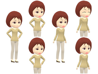 [Angry A] Woman knitwear bob haircut oblique angle