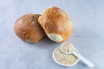 Traditional corn and sesame bread, displayed on gray background