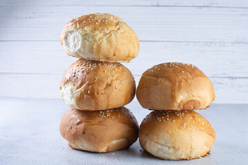 Traditional corn and sesame bread, displayed on gray background