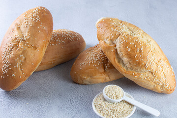 Traditional corn and sesame bread, displayed on gray background