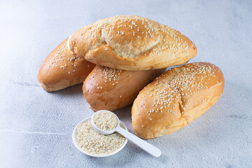 Traditional corn and sesame bread, displayed on gray background