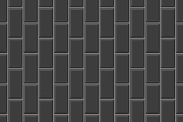 Black vertical rectangle tile layout. Ceramic or brick wall seamless pattern. Kitchen backsplash or bathroom ceramic floor background. Vector flat illustration