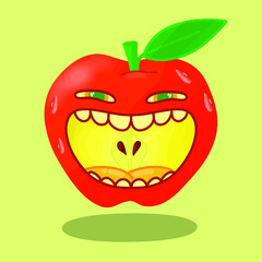 apple with eyes apple with eyes apple fruit character in different action emotion