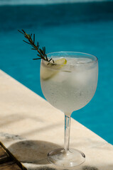 gin and tonic in the pool