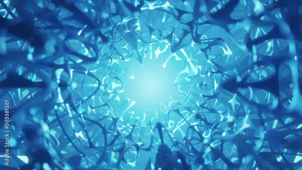 Poster loop animation of neurological net system, 3d rendering.