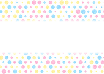 Pastel polka dots with copy space on a white background