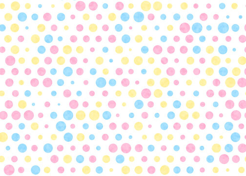 Pastel polka dots on a white background