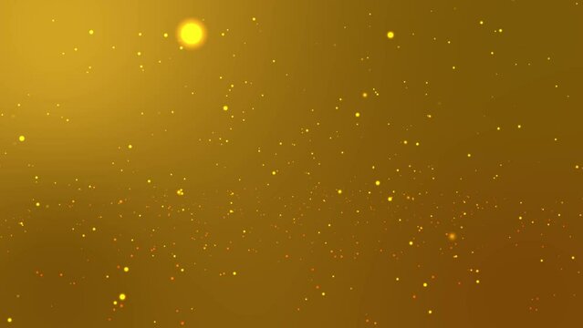 Yellow background particles faded sphere , slow rotation