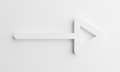 Right arrow icon placed on a white background, arrow symbol means forward.3d illustration