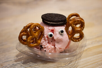Ice cream with cookies decorated for children