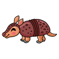 Cute little armadillo cartoon character