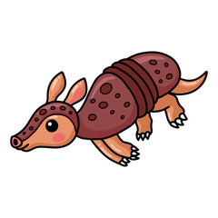 Cute little armadillo cartoon running
