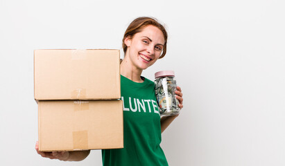 young adult pretty woman. volunteer donation concept