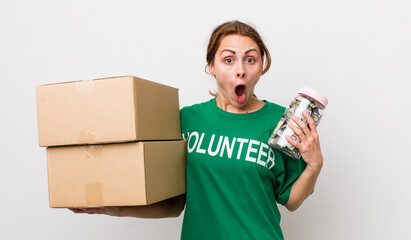 young adult pretty woman. volunteer donation concept