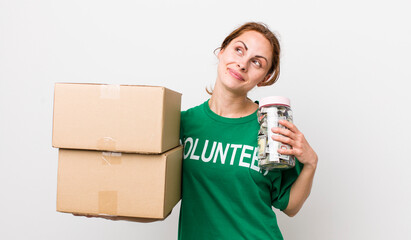 young adult pretty woman. volunteer donation concept
