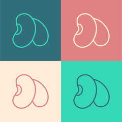 Pop art line Beans icon isolated on color background. Vector