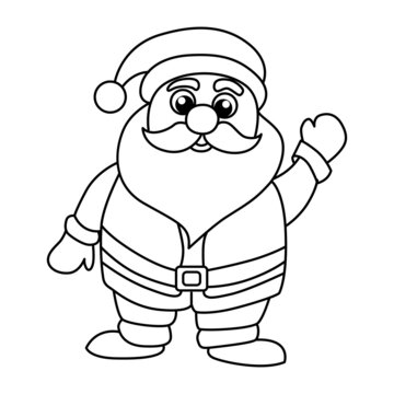 Santa Claus Cartoon Coloring Page Illustration Vector. For Kids Coloring Book.