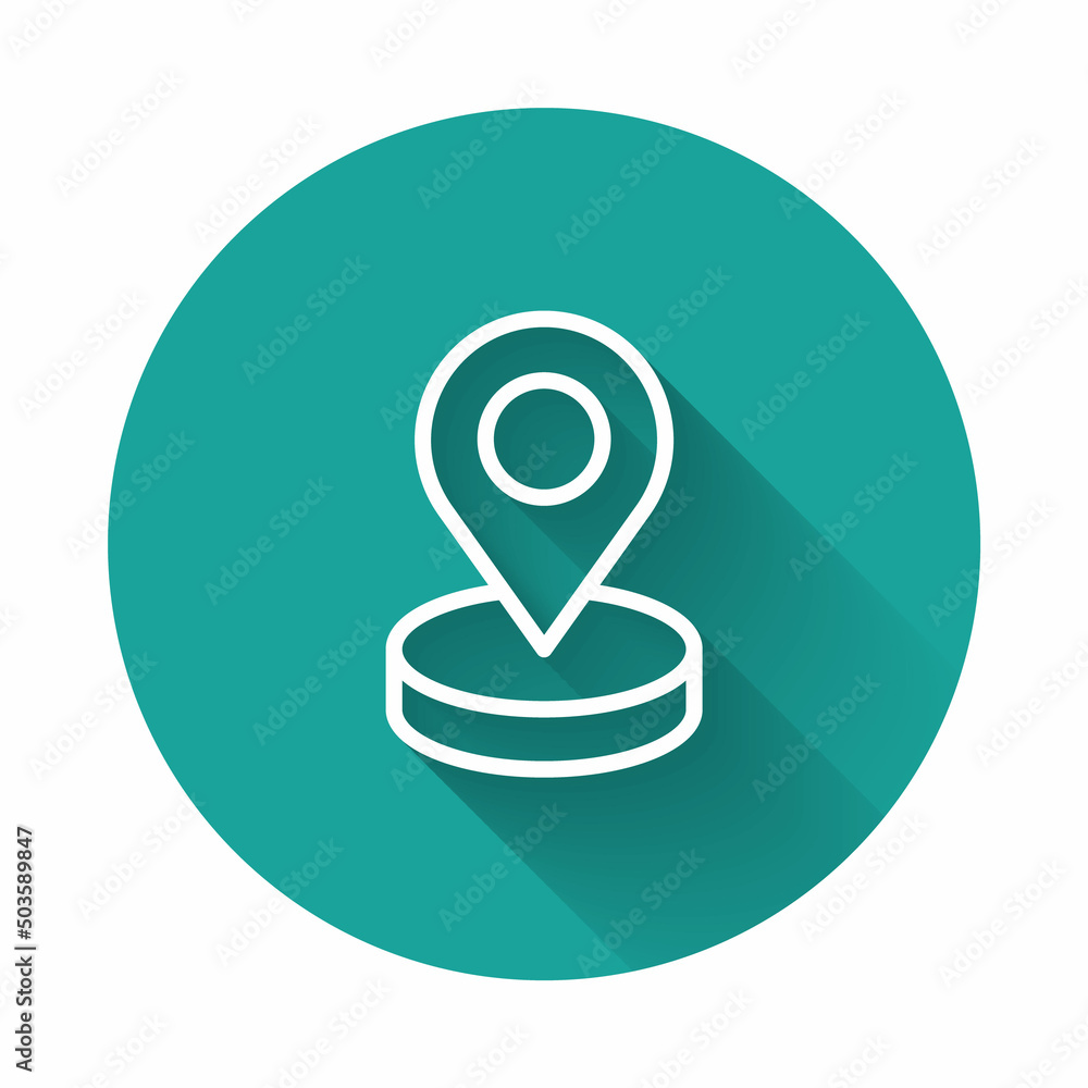 Poster white line map pin icon isolated with long shadow background. navigation, pointer, location, map, gp