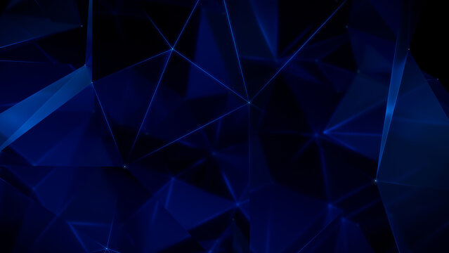Neural Network. Intelligent Smart Grid and AI Concept. Blue Tech Background. 3D Render.