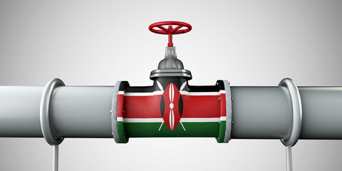 Kenya oil and gas fuel pipeline. Oil industry concept. 3D Rendering