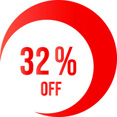 32 percent off with orange vector off circle format