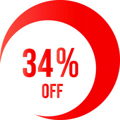 34 percent off with orange vector off circle format