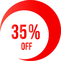 35 percent off with orange vector off circle format