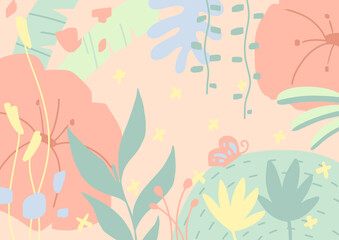 floral pattern background plants and flowers vector	
