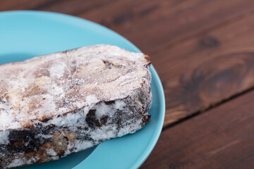 Frozen pork on a plate