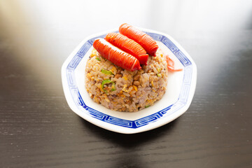 チャーハン、ソーセージ
