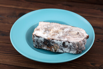 Frozen pork on a plate
