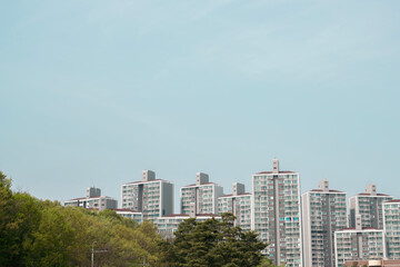 Fototapeta na wymiar Modern apartment buildings in Gunpo, Korea