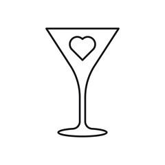 Champagne glass with heart icon design. vector illustration