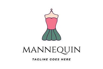 Elegant Beauty Dress Mannequin for Fashion Store Boutique Logo Design Vector