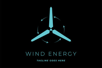 Simple Minimalist Windmill for Renewable Energy Logo Design Vector