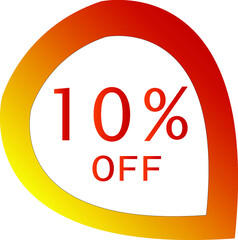10 percent off with orange vector off circle format