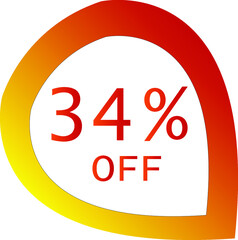 34 percent off with orange vector off circle format