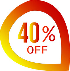 40 percent off with orange vector off circle format