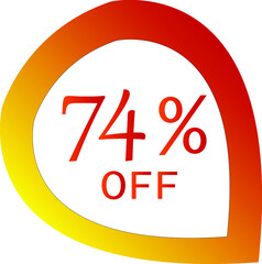 74 percent off with orange vector off circle format