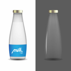 bottle mockup with milk filling and empty bottle
