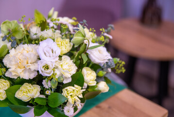 Roses in a brides flower bouquet