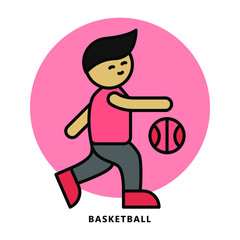 Basketball Player Icon Symbol. Training Sport Vector Illustration