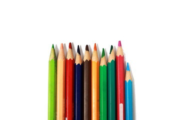 Photo of pencils in various colors, these pencils are for coloring pictures, usually these pencils are used by kindergarten or elementary schools when there are art lessons
