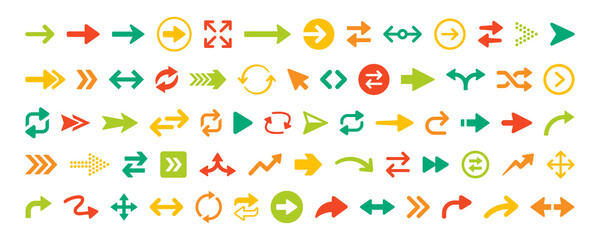 Vector illustration of arrow icons set in colorful design.