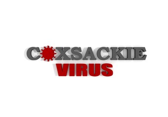 Coxsackie virus disease text. Abstract virus icon. 3D render