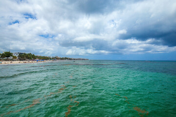 Playa azul hermosa caribe maya